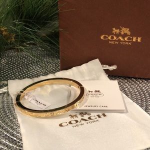 Coach Hinged Gold Bangle Bracelet